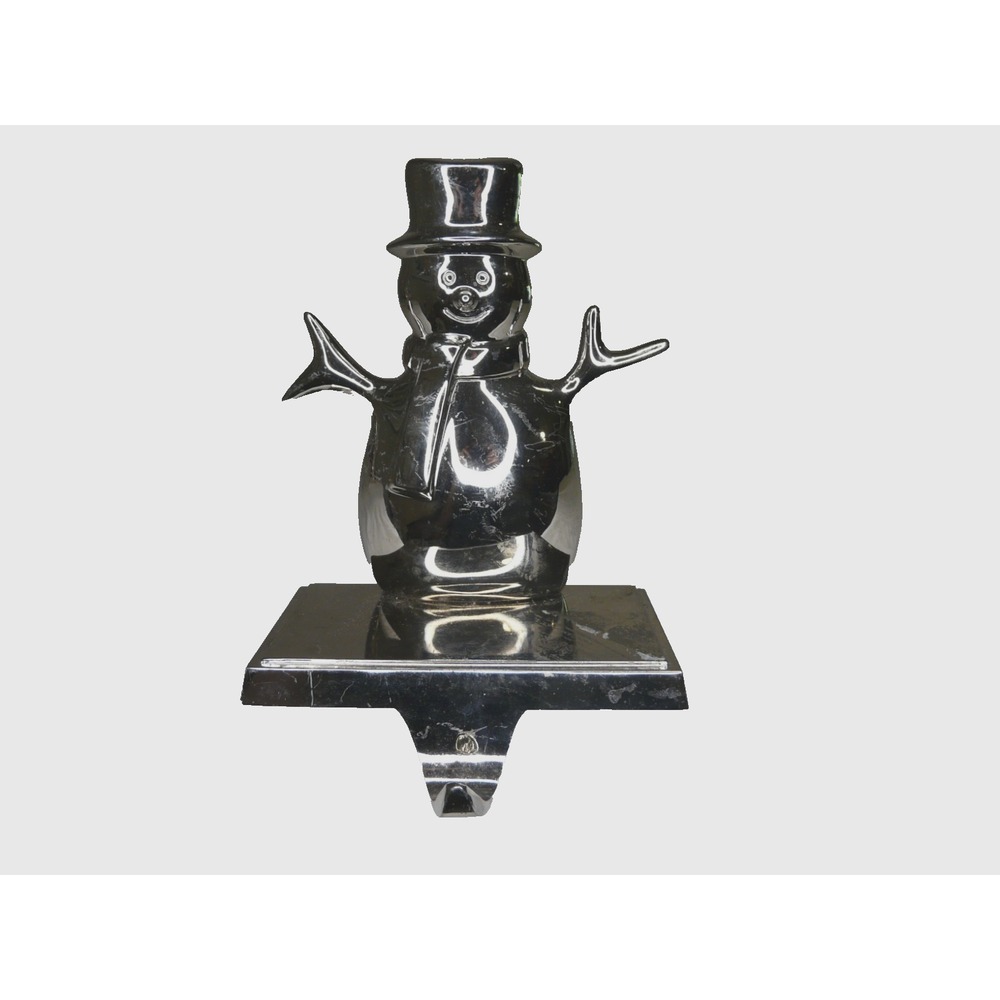 Snowman Stocking Holder Hanger Silver Metal 5 x 3 x 7 Missing Weight